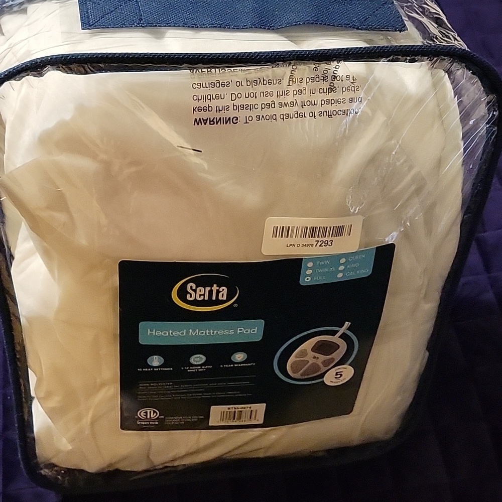 Heated White Quilted Mattress Pad with Controller New - Picture 9 of 15
